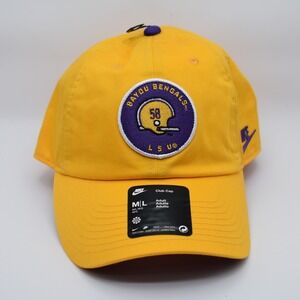 Nike LSU Legacy Football Helmet Logo Adjustable Strapback Club Cap Hat Yellow